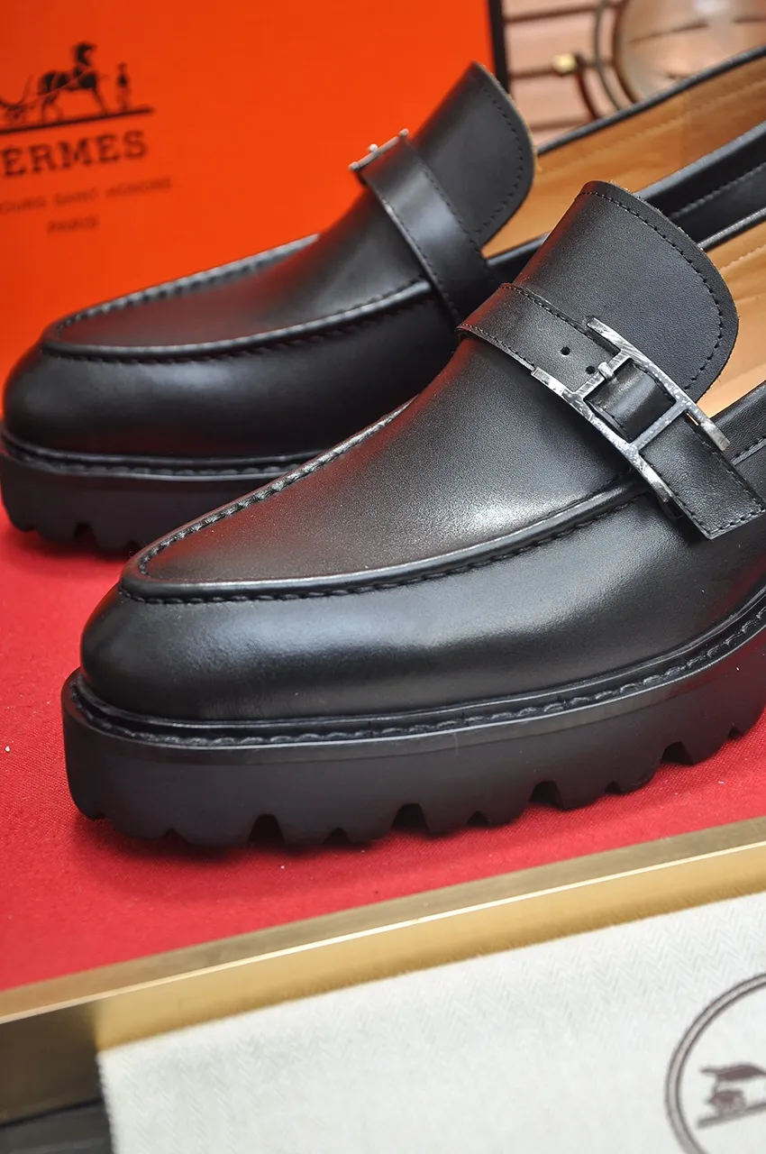 Men's Men's Shoes💰560💶[[HERMES]] (High-end Niuli) New 🍀 HERMES - top version of Ferragamo's classic casual leather shoes! Made of imported original cowhide, the inner top layer is comfortable cowhide lining! Original wear-resistant rubber outsole! High quality products! Code number 38-45 (45 customized)